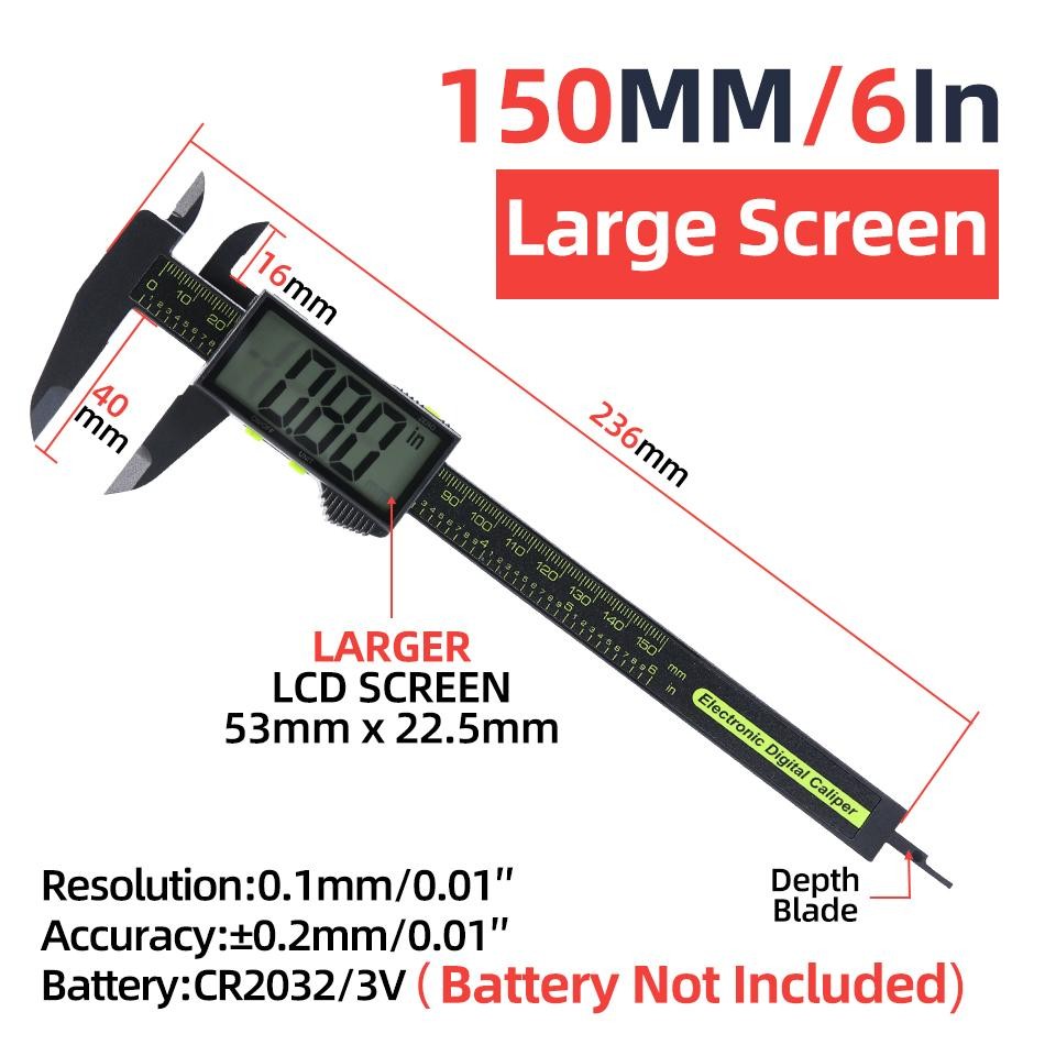 Digital Caliper Electronic Plastic Calipers Vernier Measuring Tools Carpentry to