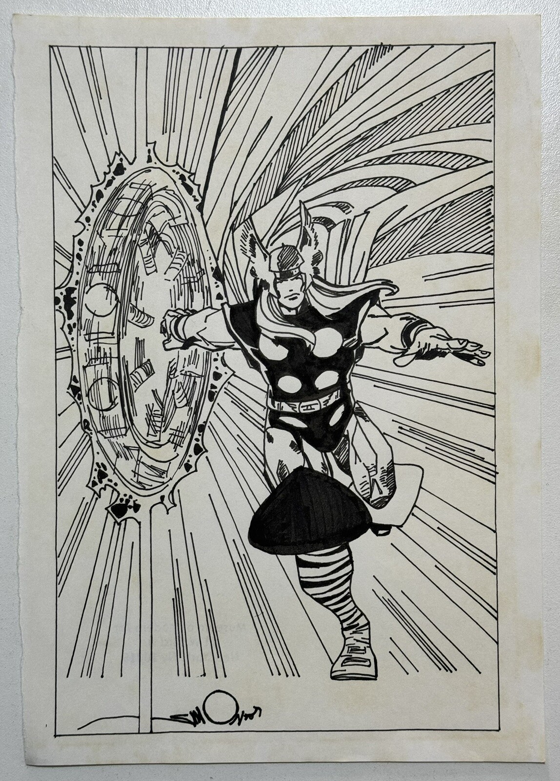 Walter Simonson (Handmade) Drawing On old Paper Signed & Stamped
