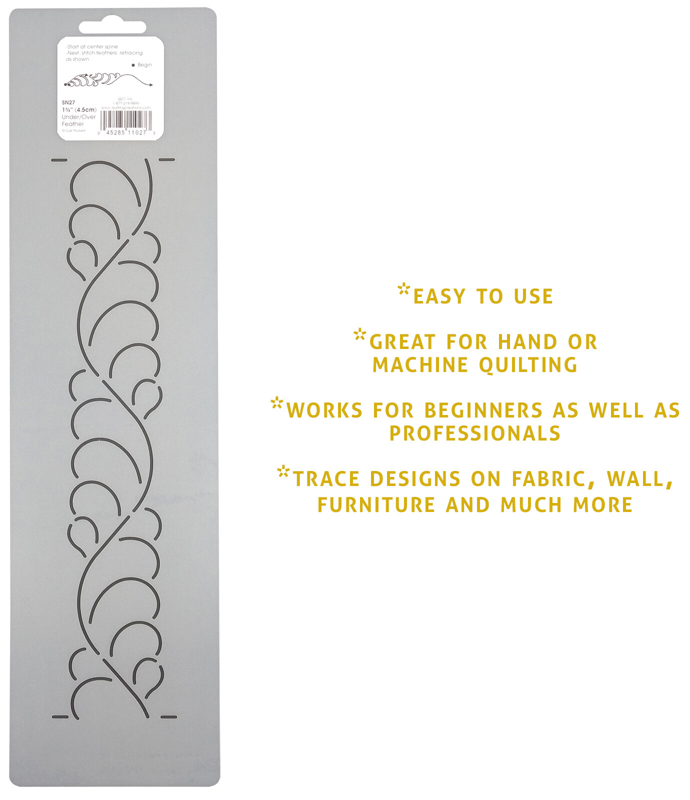 Quilting Stencils Feather Border Quilt Pattern 1.75" Design Quilters Template