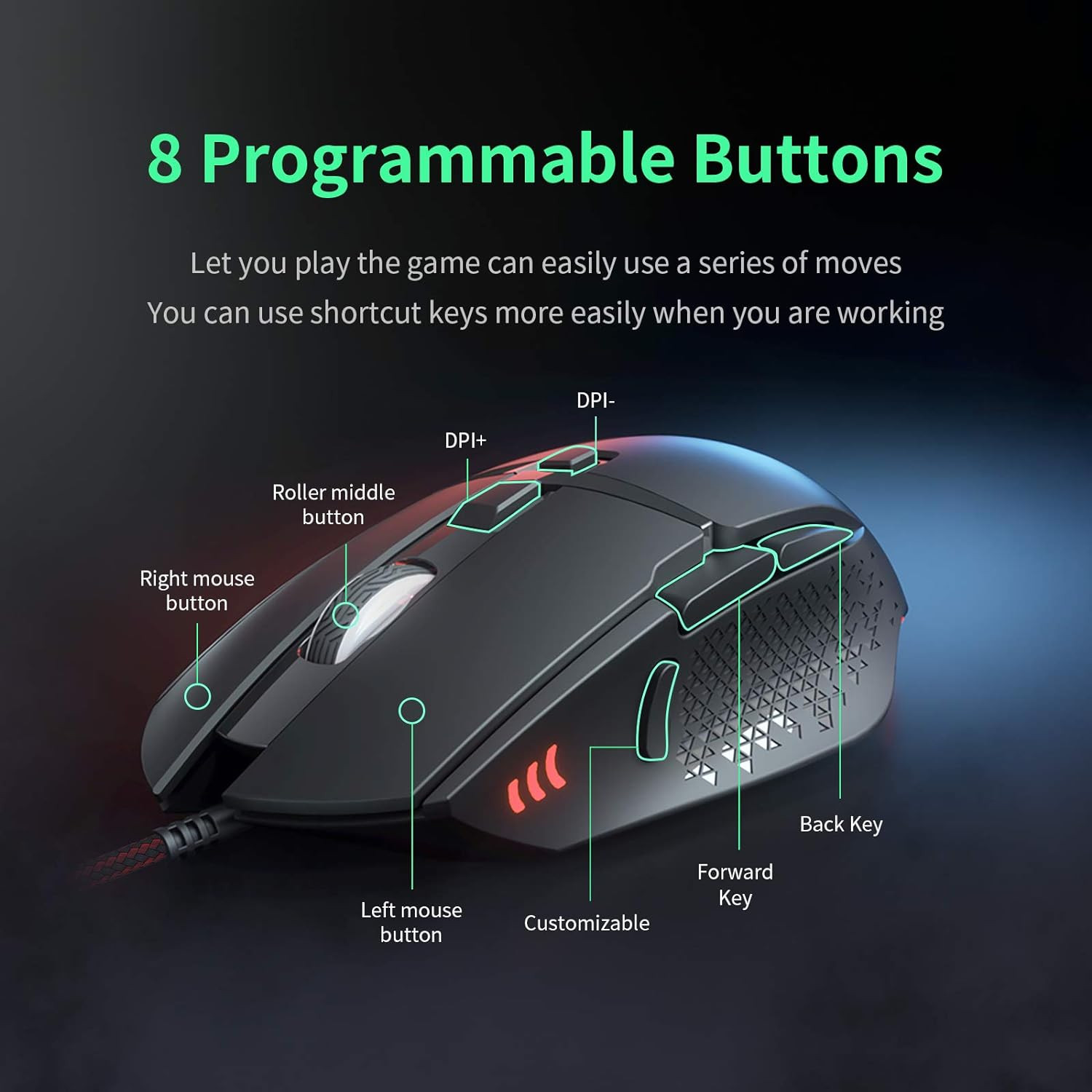 CYD Gaming-Mouse USB PC Computer-Mouse-Wired for Game Daily 7 Programmable Butto