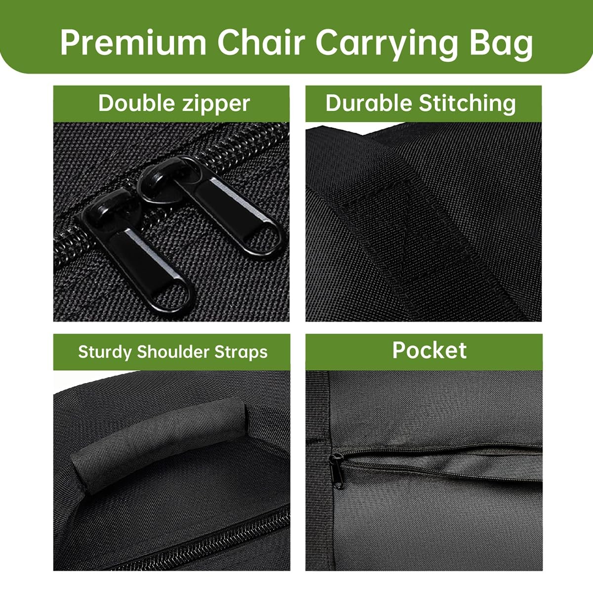 Heavy Duty Folding Chair Storage Bag Water-Resistant 43x9.8x29.5 Inch Black