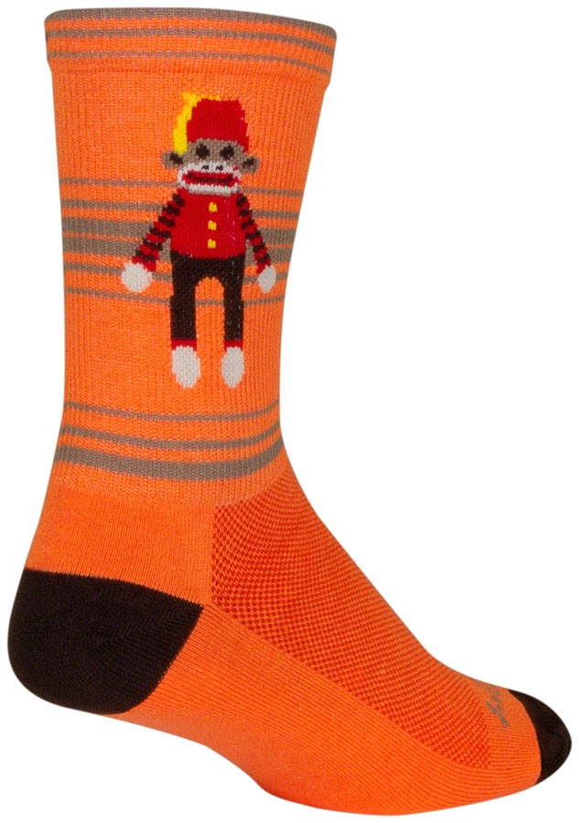 SockGuy Funky Monkey Crew Socks - 6", Orange/Red/Brown, Large/X-Large