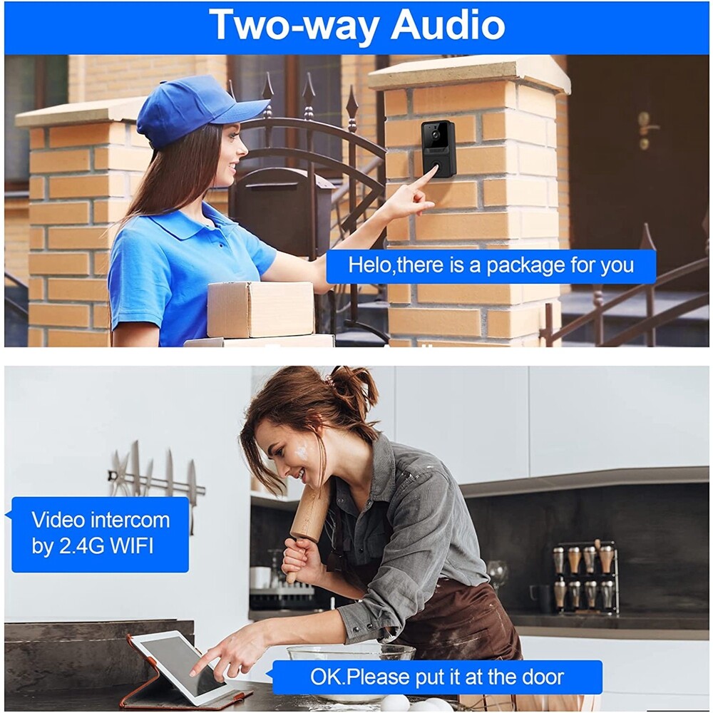 Smart Wireless WiFi Doorbell Intercom Video Camera Door Ring Bell Chime Security