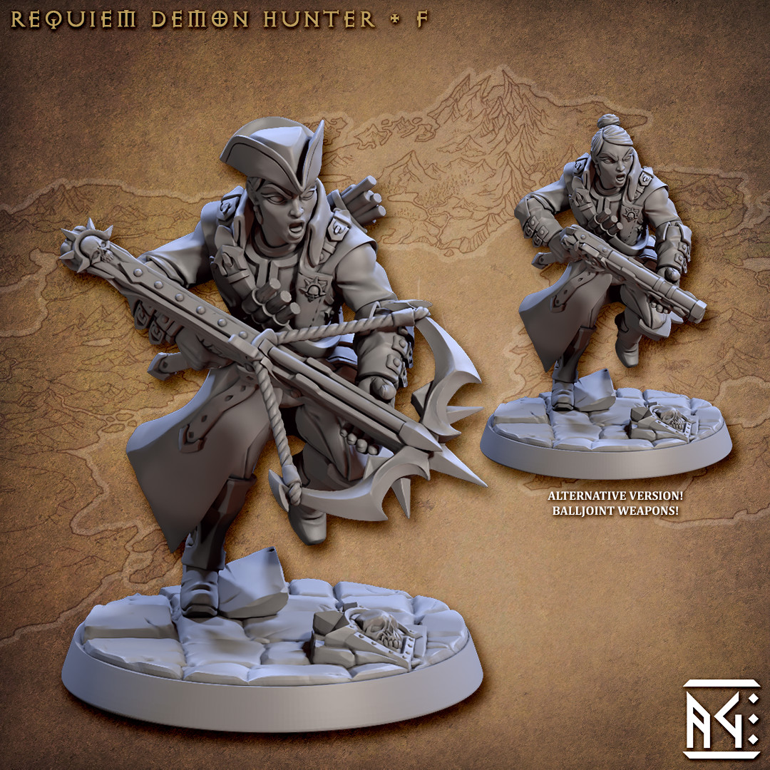Demon Hunter F - Artisan Guild - Fantasy D&D Miniature