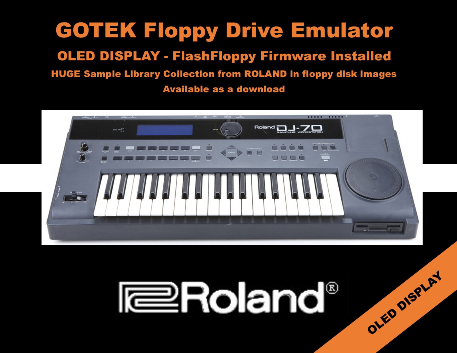 Floppy Drive Emulator OLED DISPLAY FLASHFLOPPY Firmware - ROLAND DJ-70