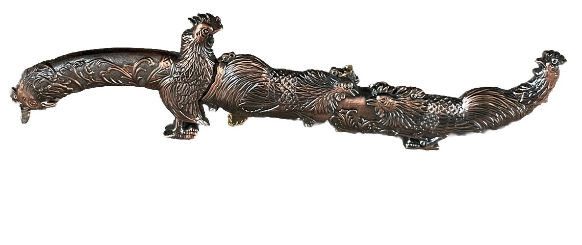 Fantasy Fighting Rooster Dagger Knife With Decorative Rooster Sheath 13”