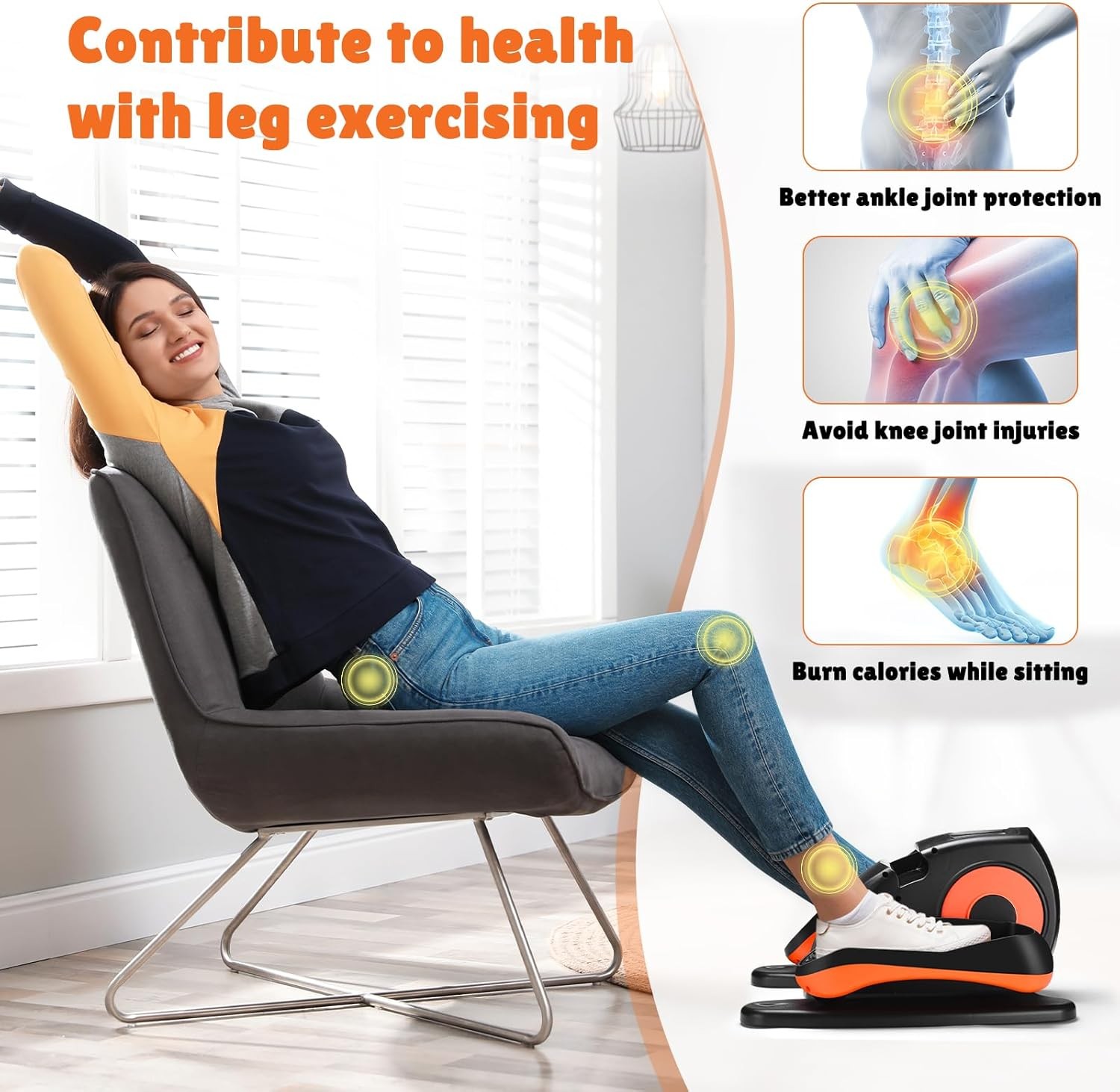 Under Desk Elliptical Machine, Ellipse Leg Exerciser For Seniors Fully Assembled