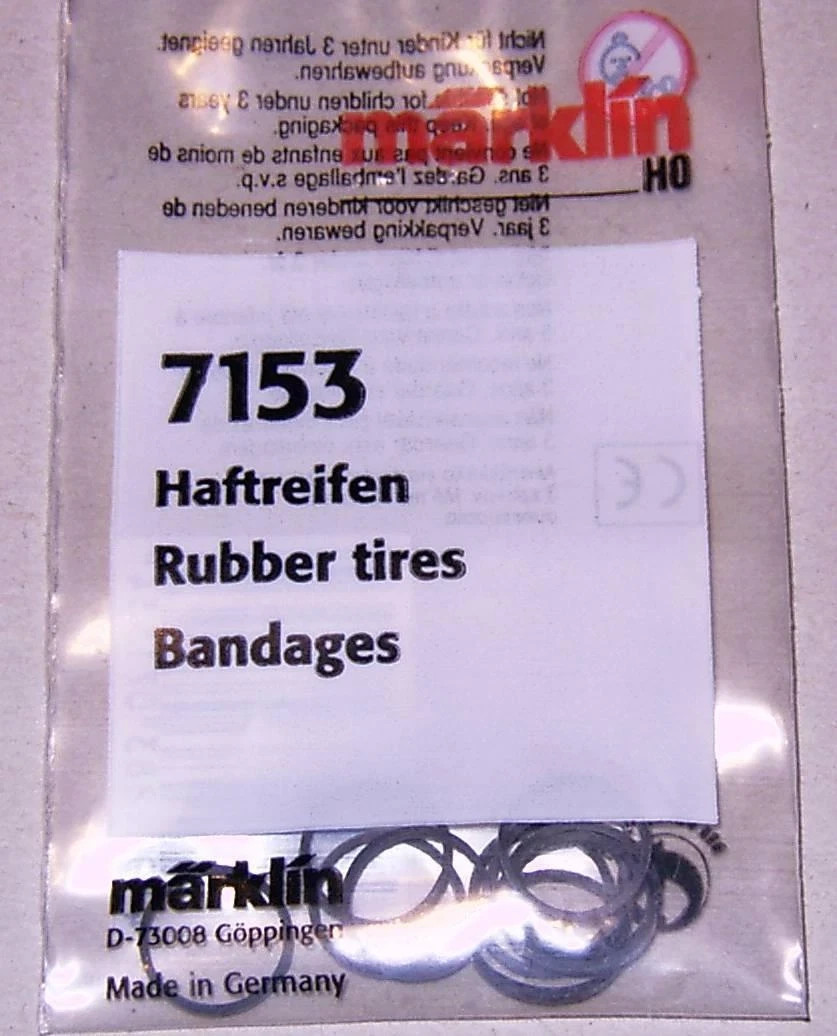 H0 - Marklin 7153 Traction Tires 11mm / 7/16" Diameter (Pack of 10) - NIB