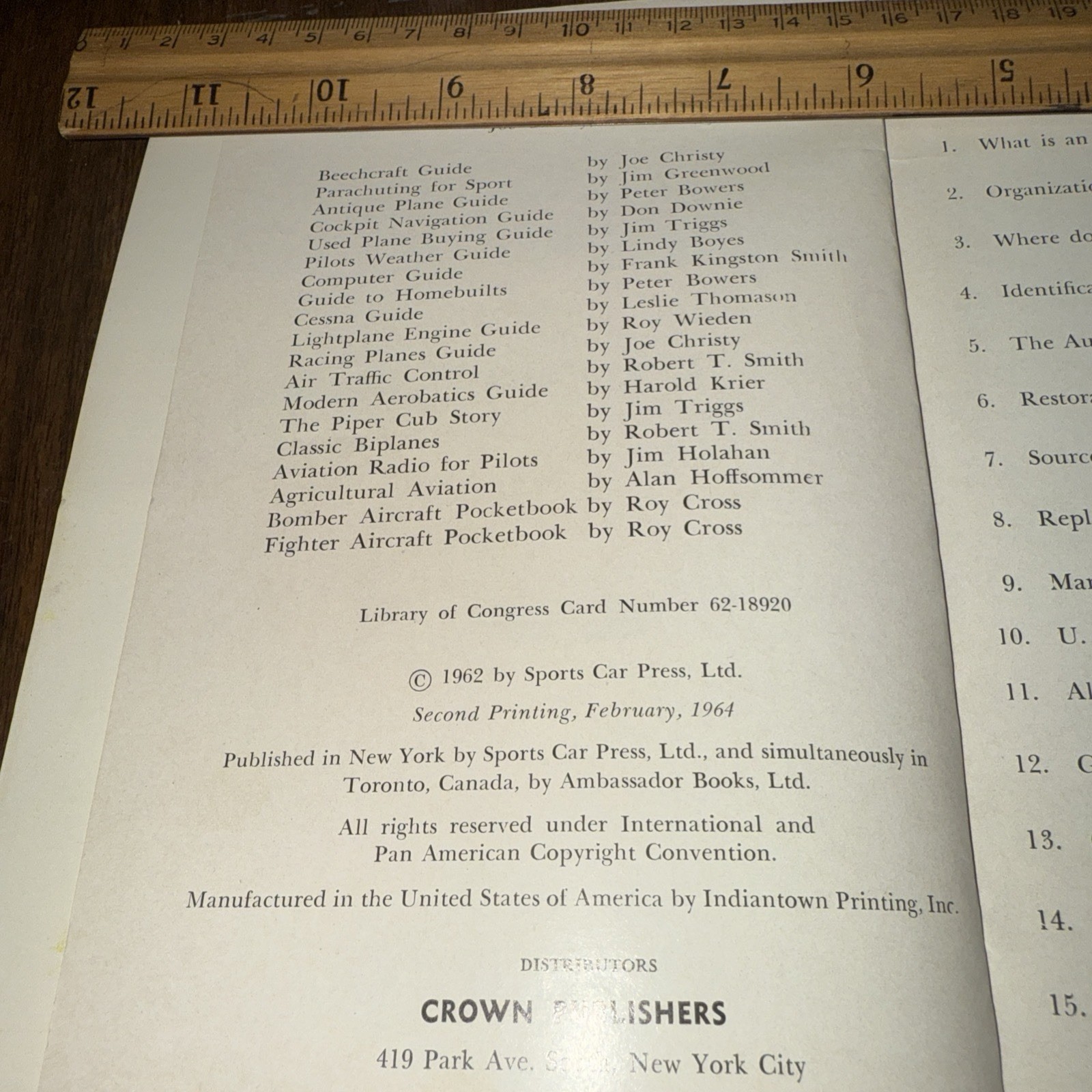 Antique Plane Guide 1962 Vintage