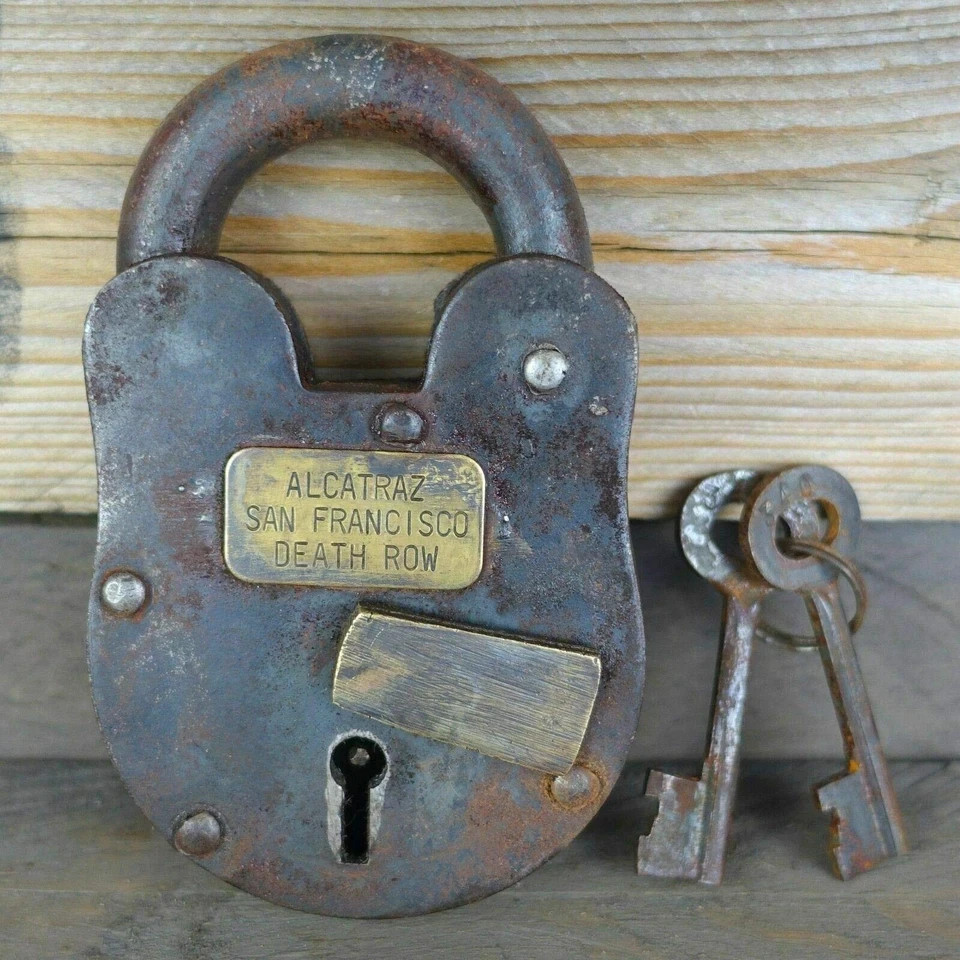 Cast Iron Alcatraz Penitentiary Prison Padlock Lock With Keys