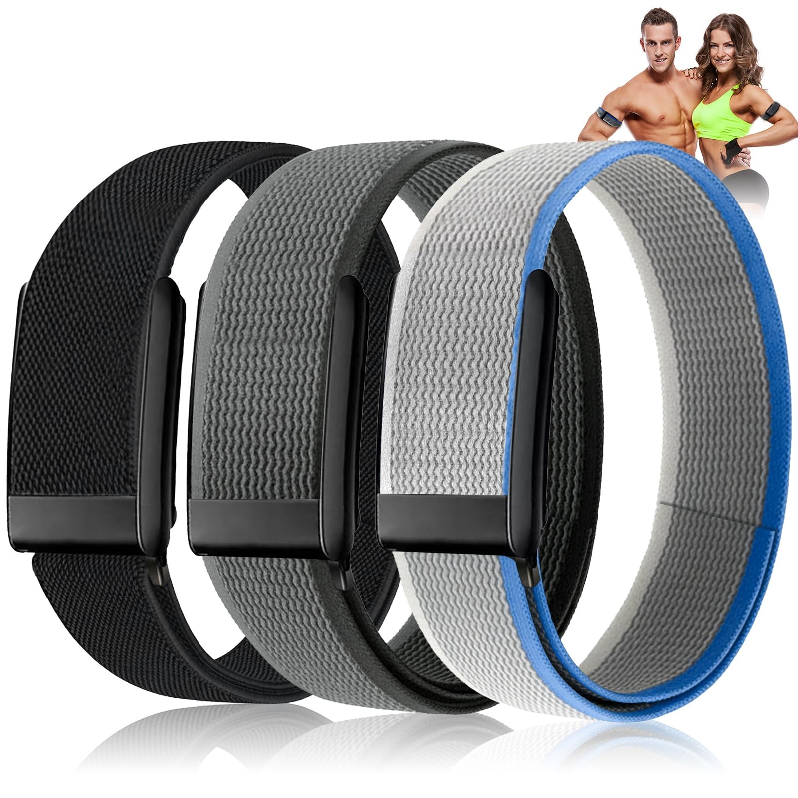 3 Packs Stretchy Bicep Straps Compatible with Whoop 4.0/3.0 Bands, Sport Nylo...