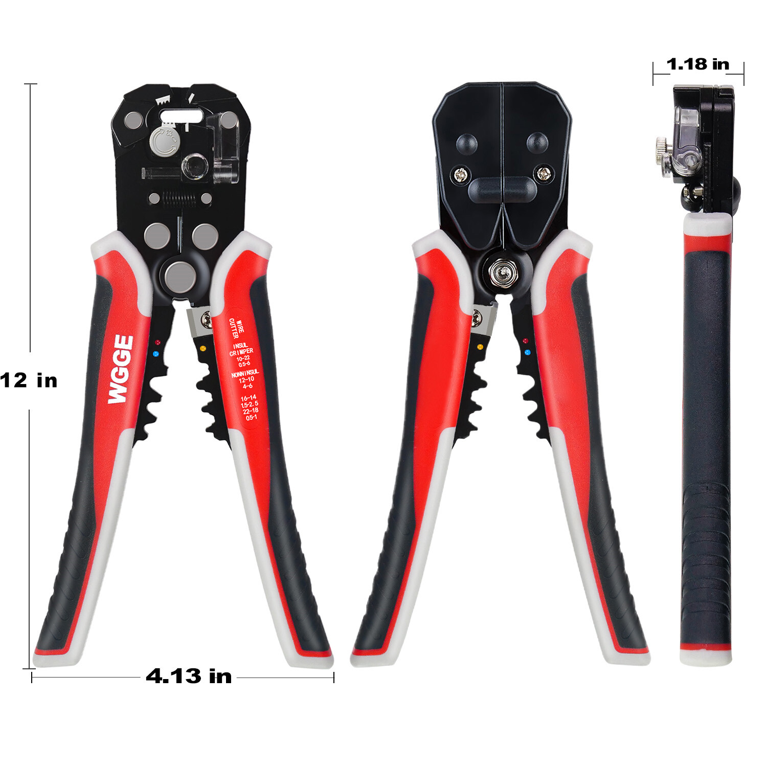 WGGE 014 Self-Adjusting Insulation Wire Stripper/cutter/crimper tool 8"