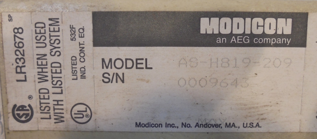 MODICON 7-SLOT RACK, AS-H819-209, CHASSIS, AS-9534-002, 984 SERIES