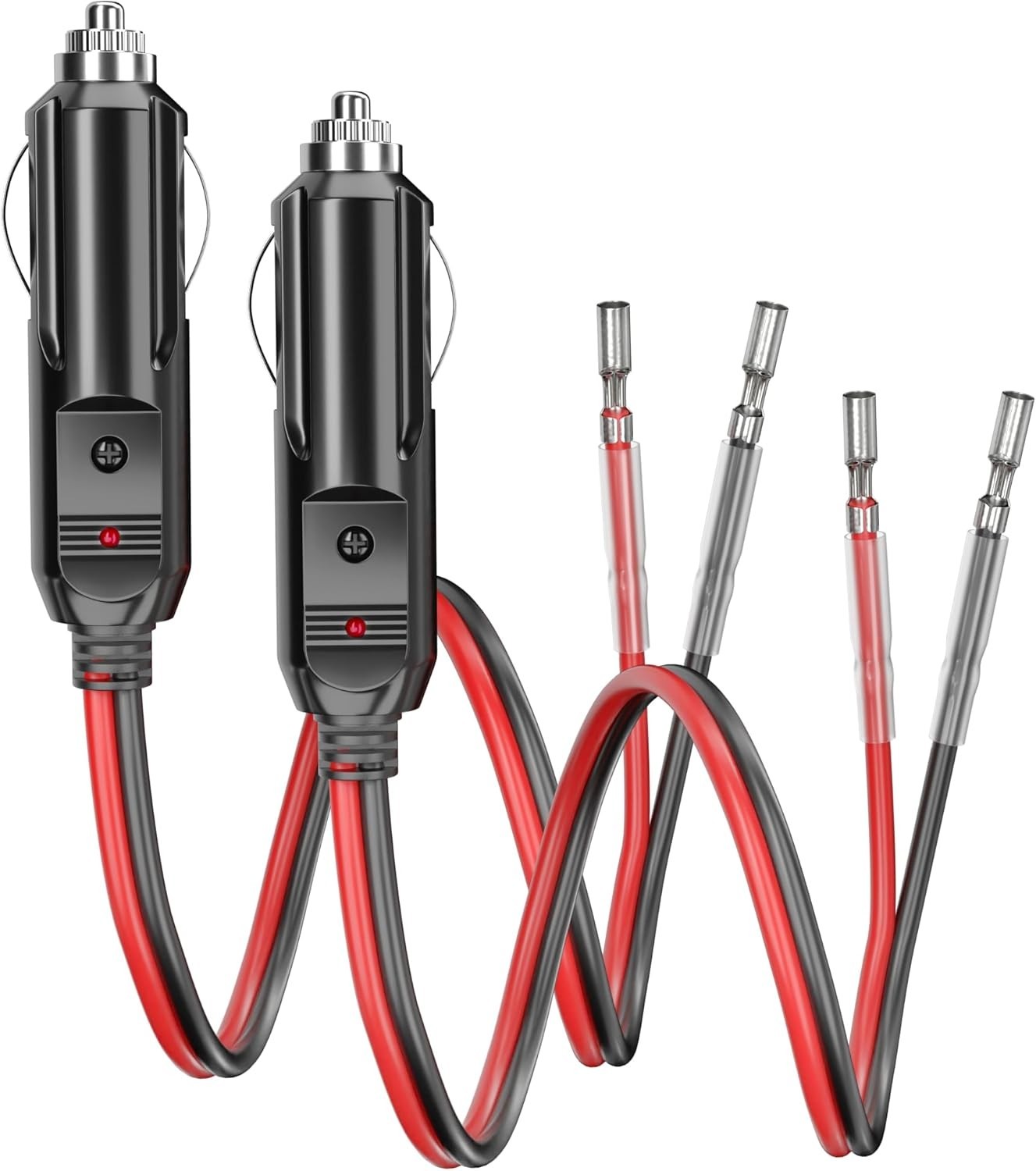 12V Cigarette Lighter Plug with 1 FT 16AWG Wire, 2 Pack | 12 Volt Cigarette L...