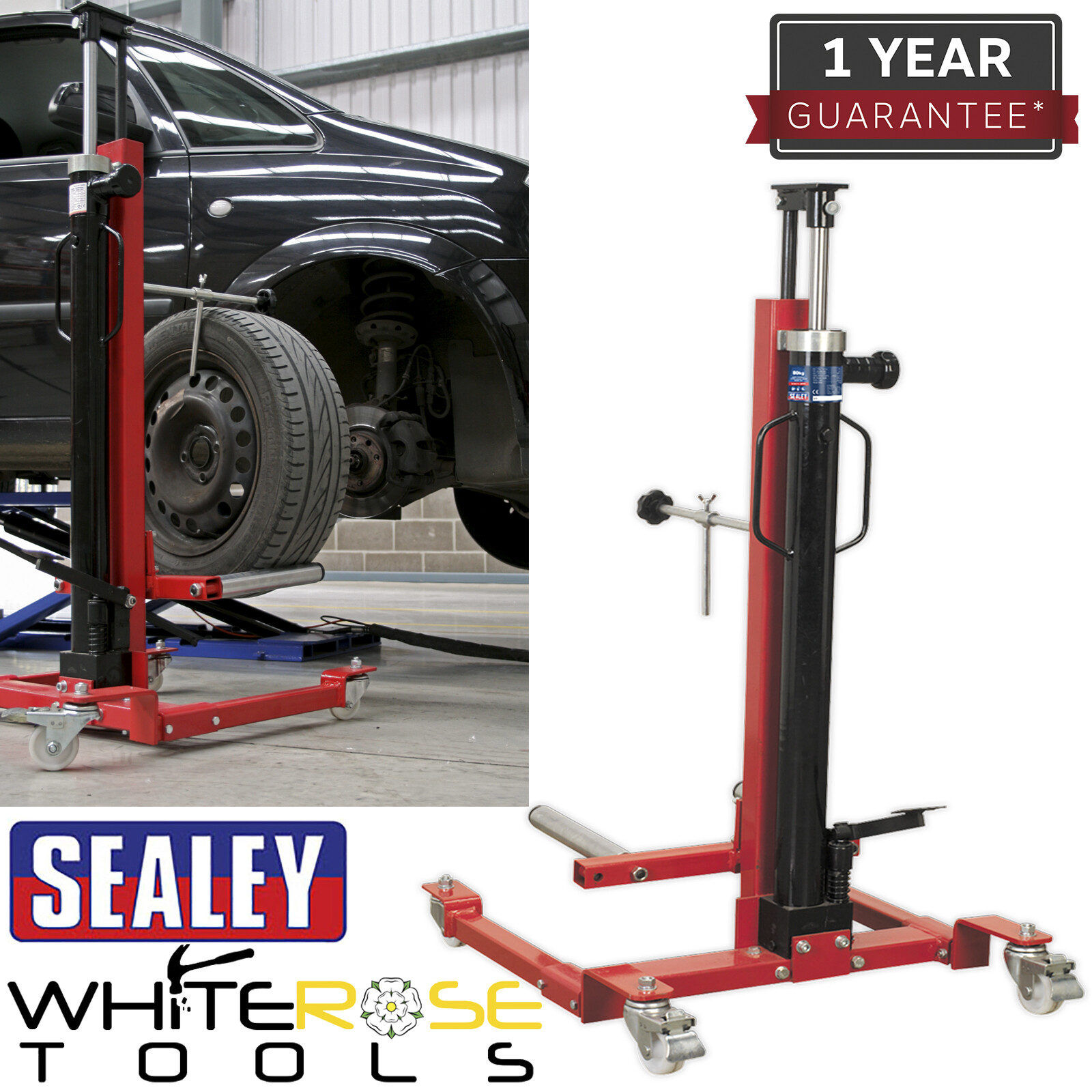 Sealey Wheel Removal/Lifter Trolley 80kg Quick Lift Garage Workshop
