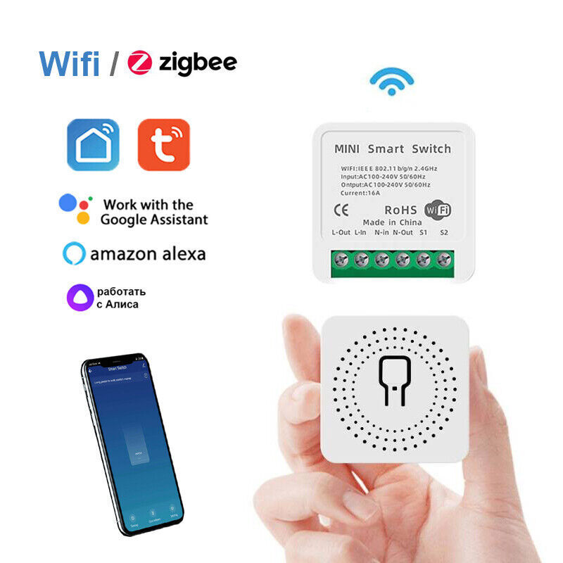 Tuya Zigbee WiFi Mini Smart Switch Module 16A DIY Wireless Relay Timer For Alexa
