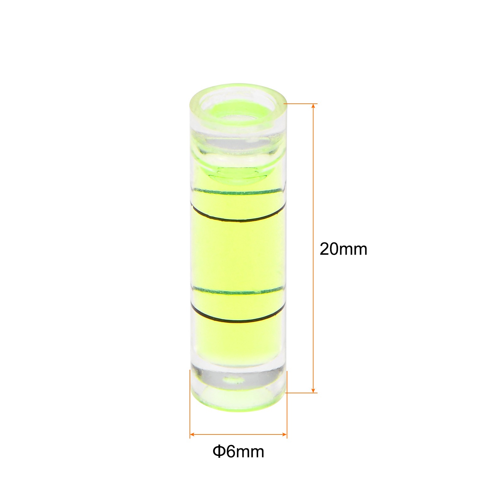6pcs Small Cylindrical Bubble Level Vials 6x20mm Levels Measuring Tools