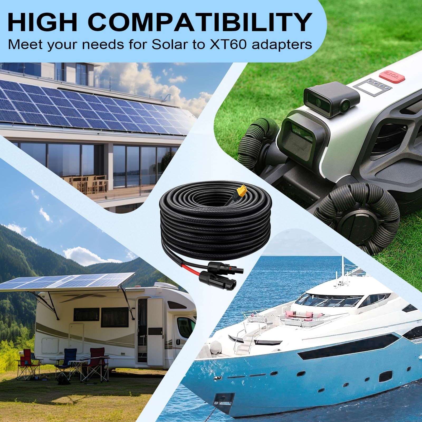 MOOKEERF Solar to XT60 Cable 10AWG 20FT Connector Adapter