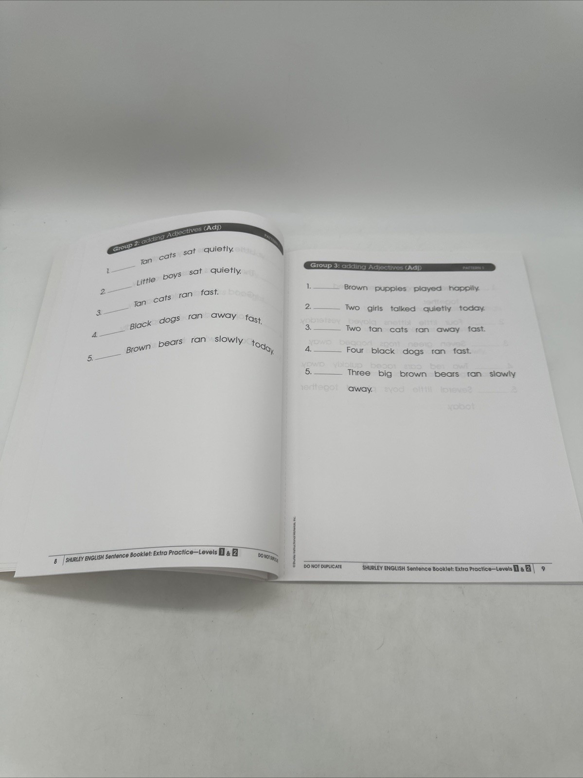 Shurley English Sentence Booklet Extra Practice Level 1 & 2 NEW