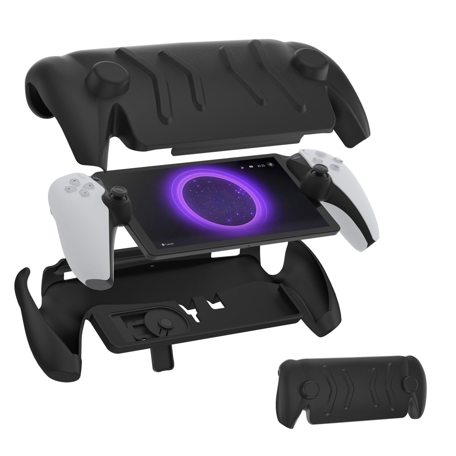 Protective Case for PS Portal Built-in Kickstand, PC Front Shell TPU Back Case