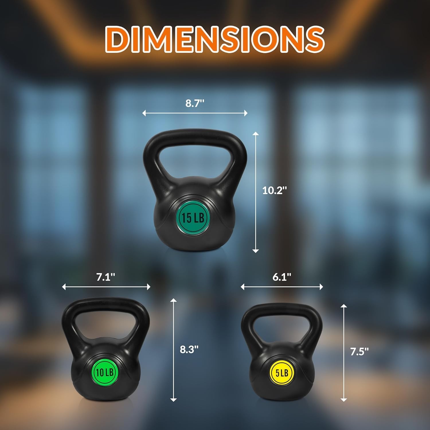Ergonomic Kettlebell Set of 3 (5/10/15 lbs) - Stability for Effective Training