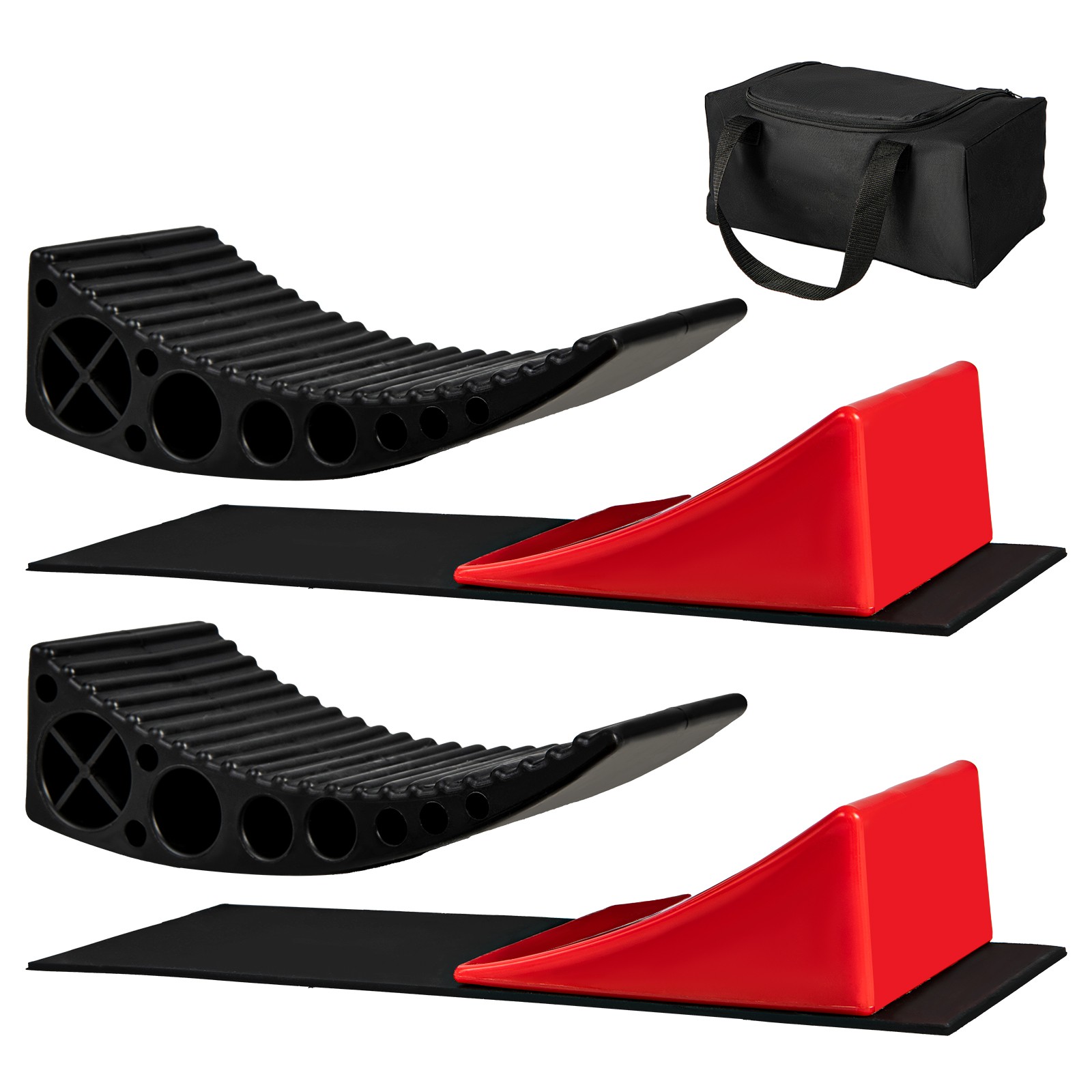 2 Pack Camper Levelers RV Ramp Kit w/ Anti-slip Mats, PA Levelers & HDPE Chocks