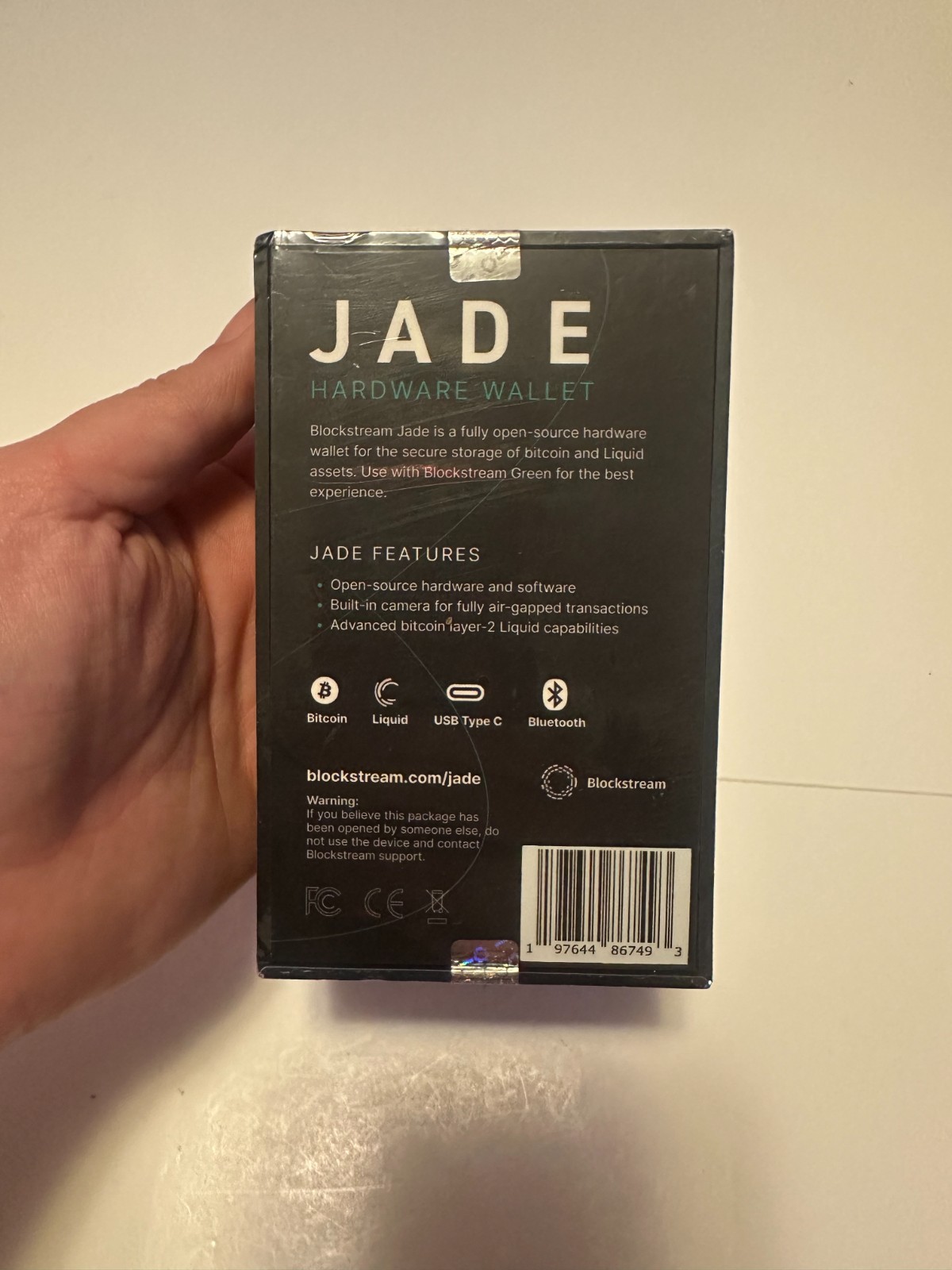 New Blockstream Jade Hardware Wallet Cryptocurrency Black Open-Source Bitcoin