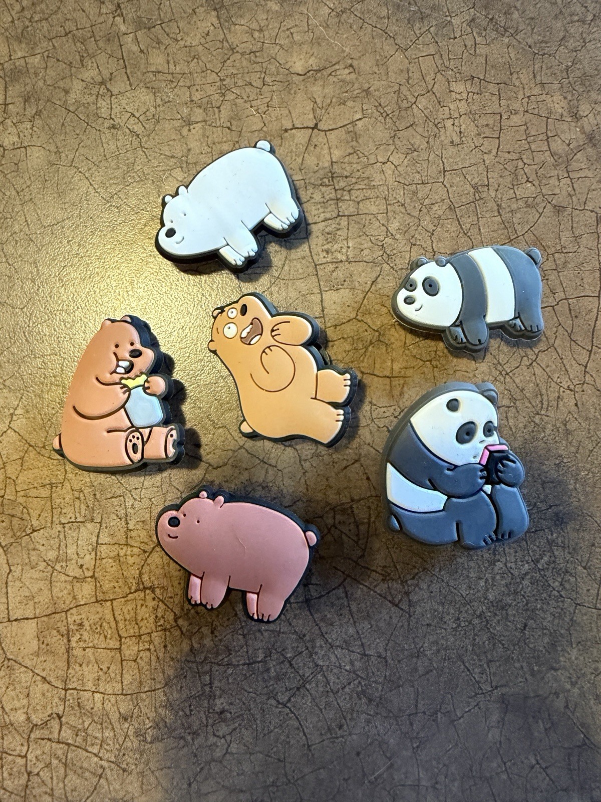 NEW 6 Pack We Bare Bears Crocs Jibbitz Charms Grizz Panda Ice Bear Burrito