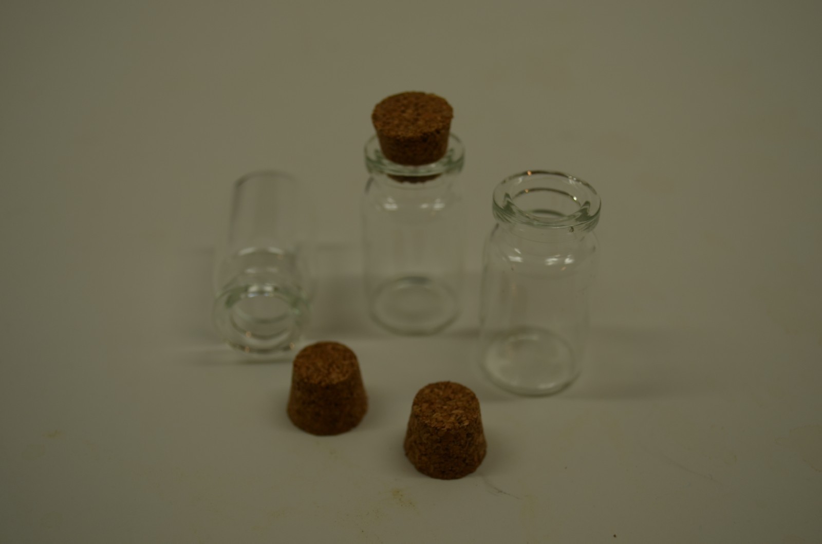 Glass Cork Bottles - Bead Containers, 35mmx16mm - message in a bottle - Qty 10