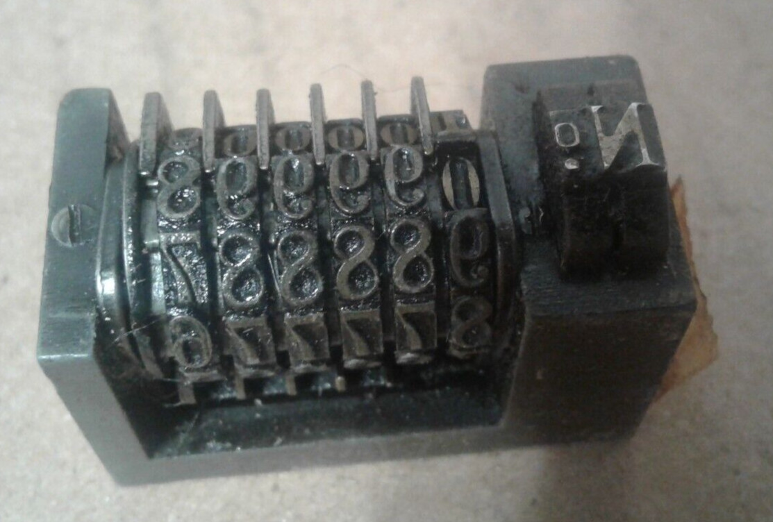 vintage Parvus 3  letterpress Rotary 6 Digit number machine