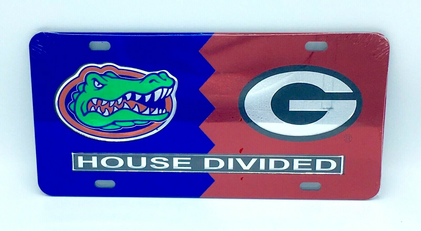 FLORIDA GATORS GEORGIA BULLDOGS HOUSE DIVIDED MIRROR LICENSE PLATE CAR TAG