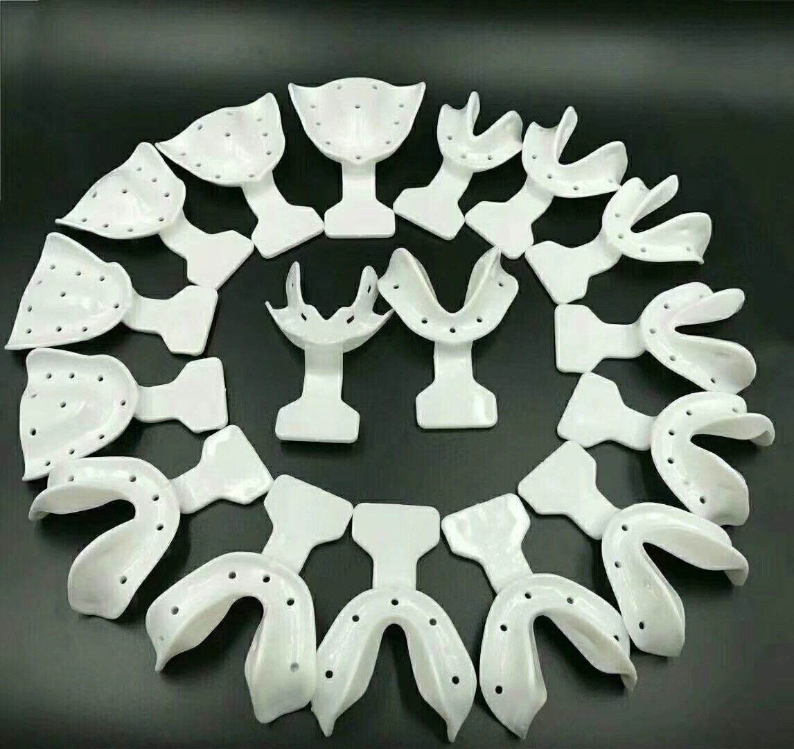 1 Set(18 Pcs) Dental Edentulous Jaw Impression Trays Old Aged Frame Cut Back