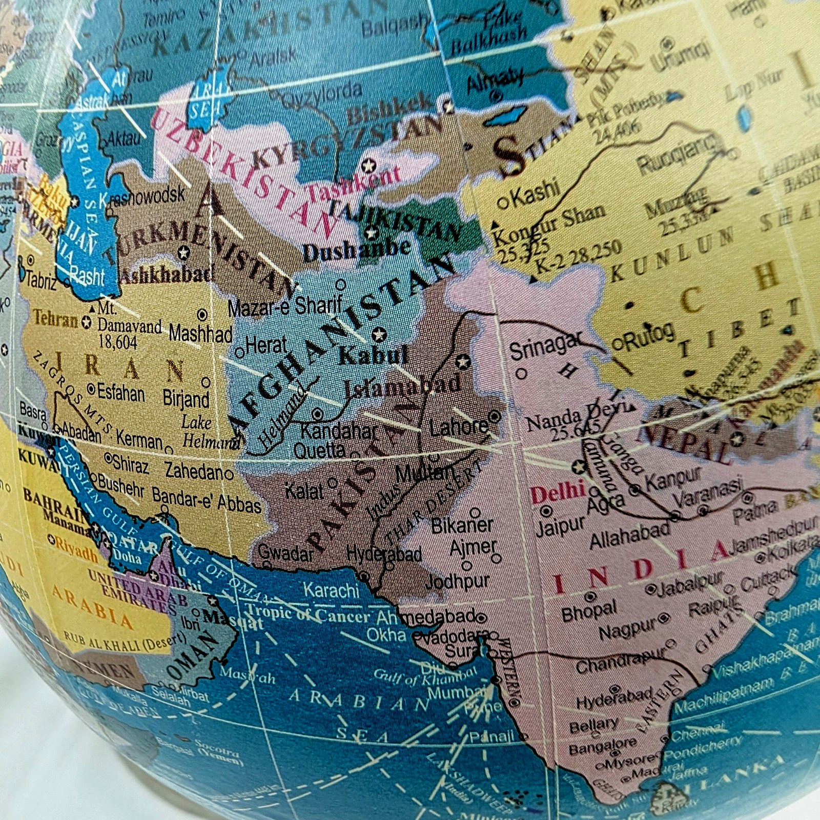 ​Artisan Handmade 10" Chrome World Globe - Modern Desktop Decor - Post-2011