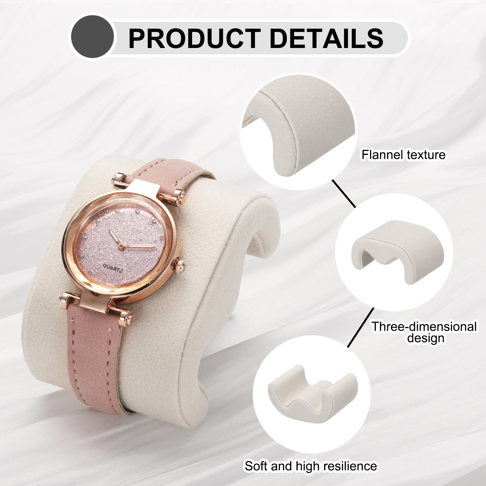 4PACK Watch Case Pillows M Shaped Watch Display Pillow Beige
