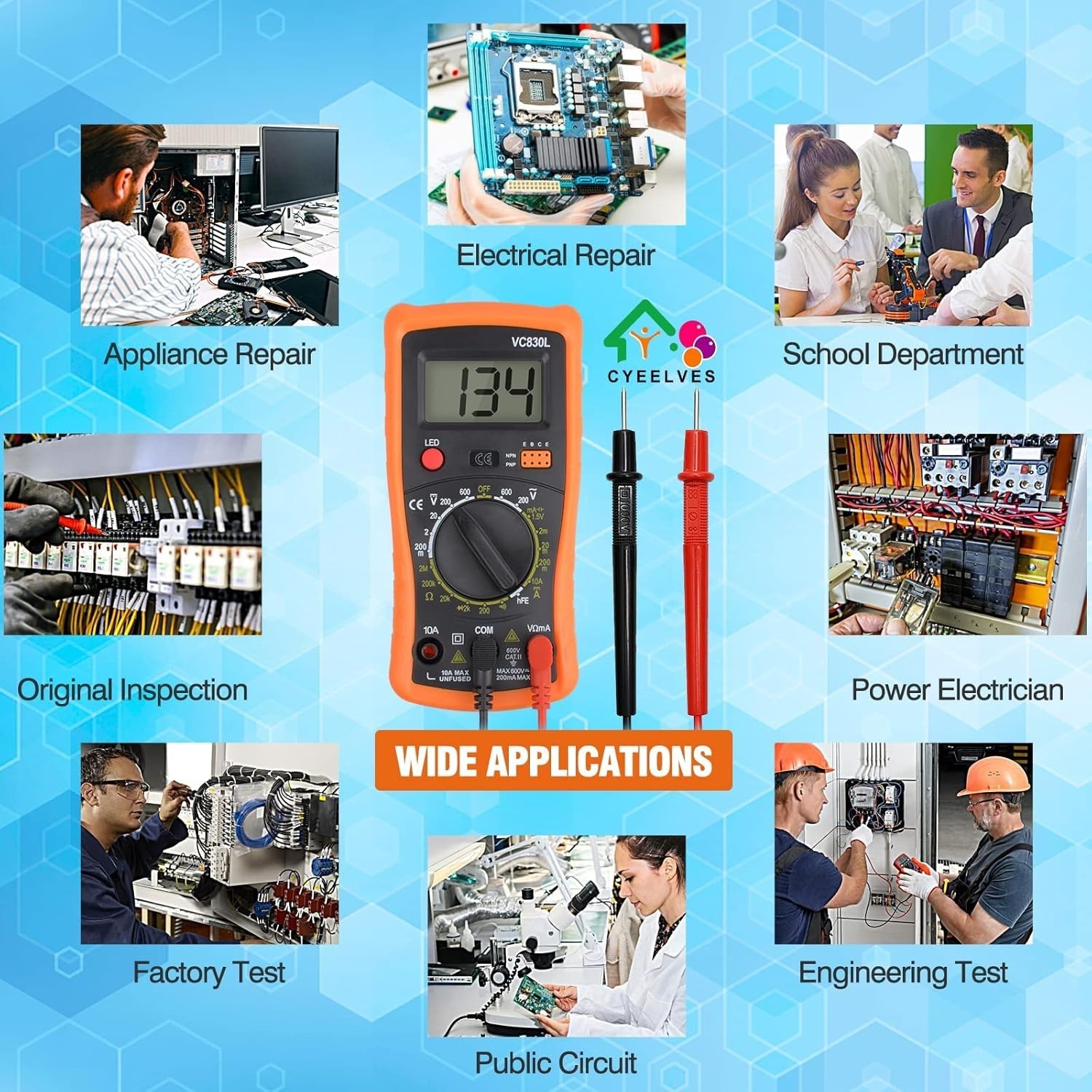 Multifunction Digital Multimeter with Backlit Display for AC/DC Testing