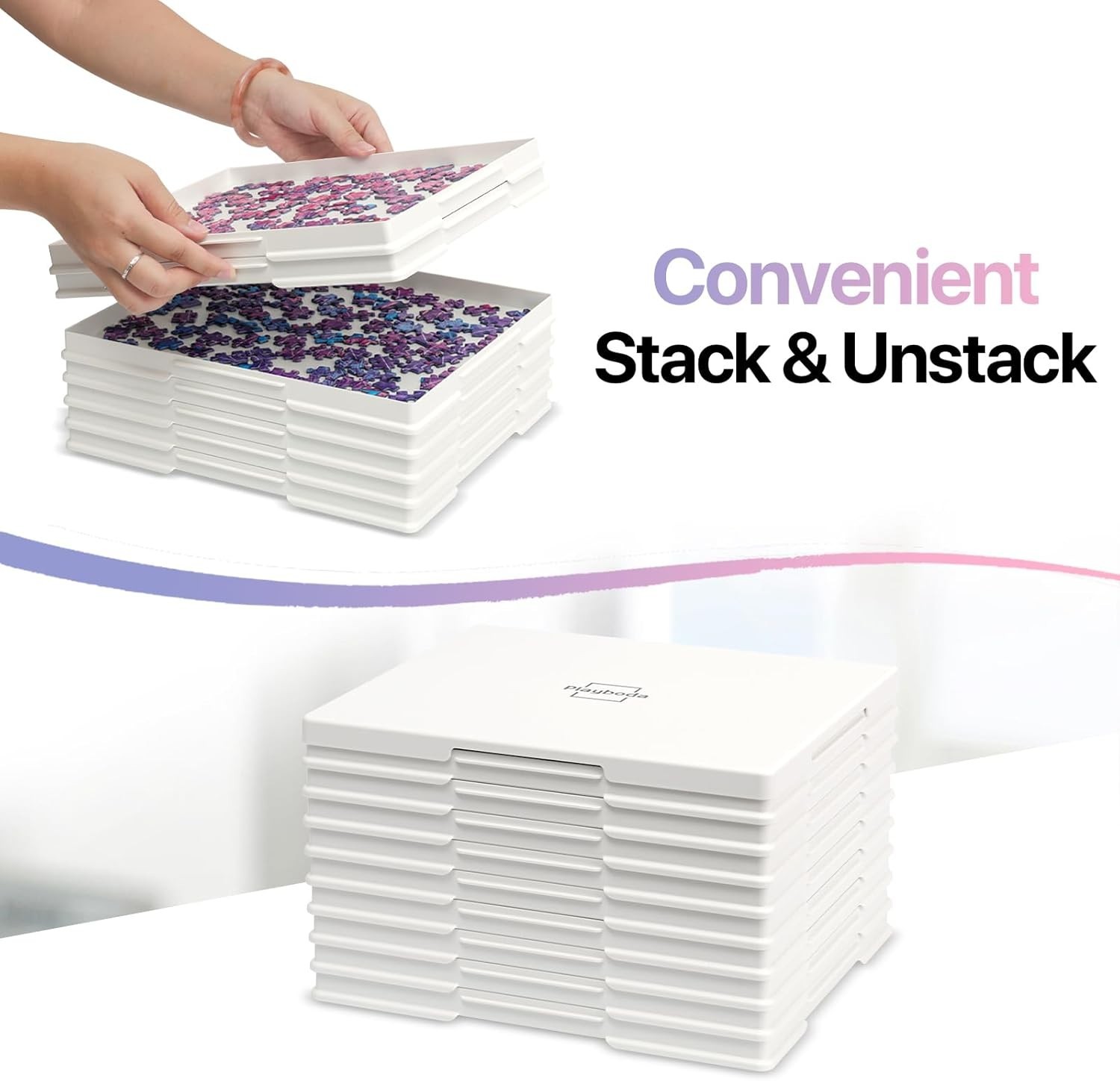9-Pack Puzzle Sorting Trays with Lid That Doubles as a Puzzle Box Stand – 11"...
