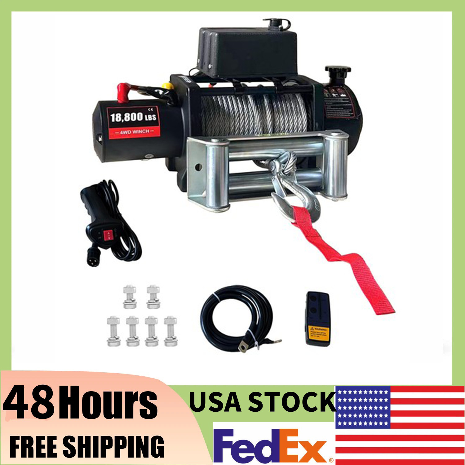 ⚡18000Lbs 12V Towing Electric Winch ATV Winch 78Ft Steel Rope ATV UTV Winch UTV