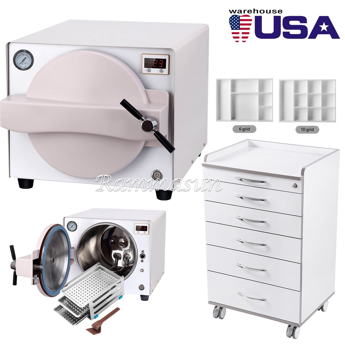 Dental Autoclave Steam Sterilizer Medical Sterilization 18L/Mobile cabinet Cart