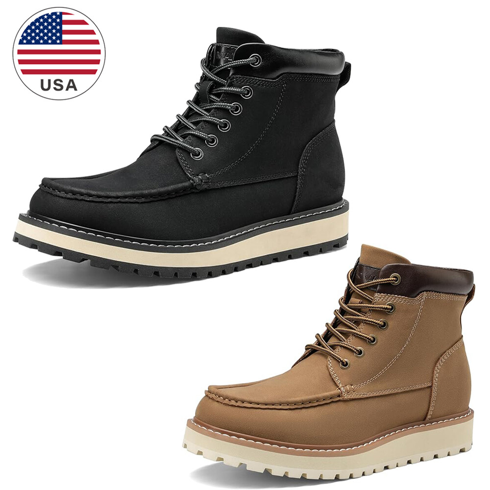 Men's Moc Toe Boots Fashion Comfortable Lightweight Casual Wedge Boots Shoes