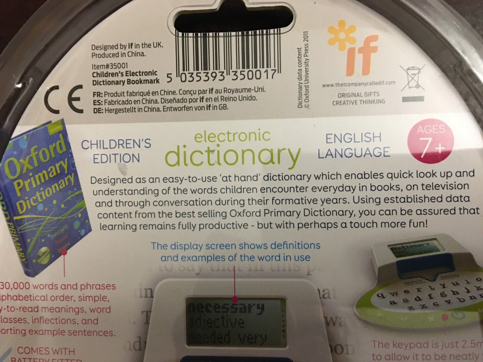 Children's Electronic Dictionary Bookmark