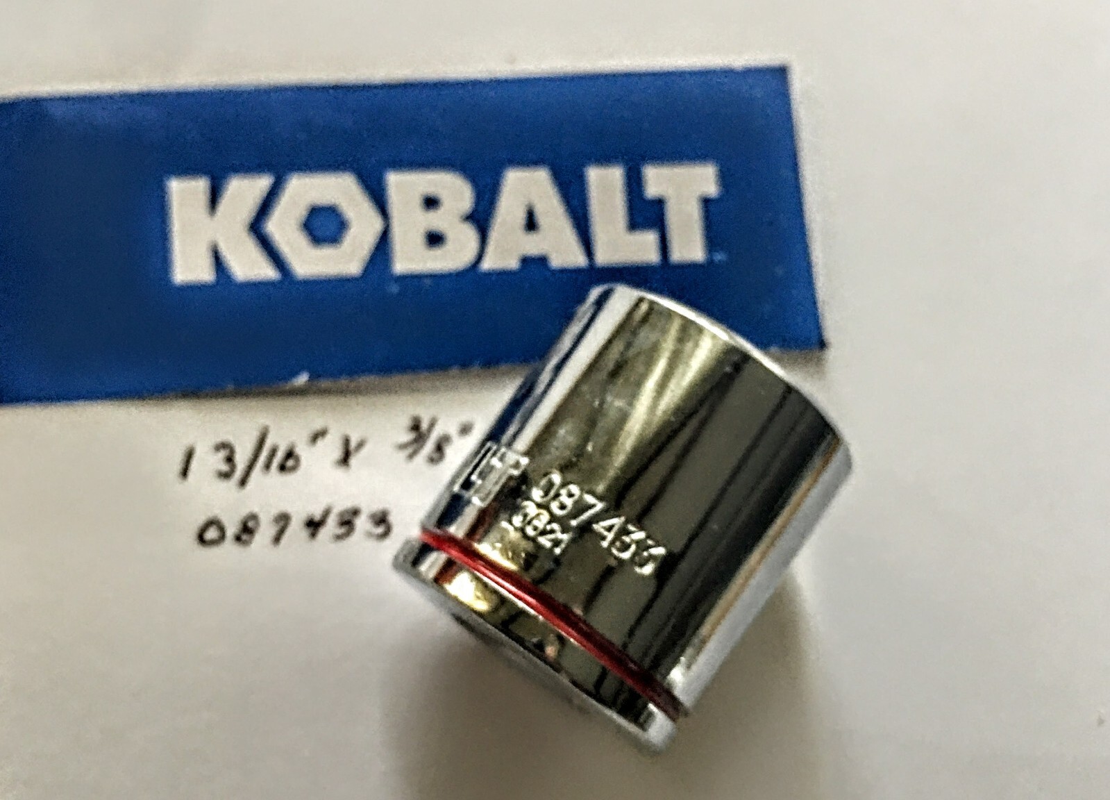 KOBALT 13/16"  x  3/8" DR  STANDARD SOCKET  12 Pt  # 087433 Free USA Shipping