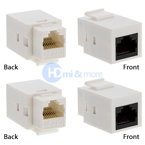CAT5e Inline Coupler White Type CAT5 Keystone Jack RJ45 - LOT of 2