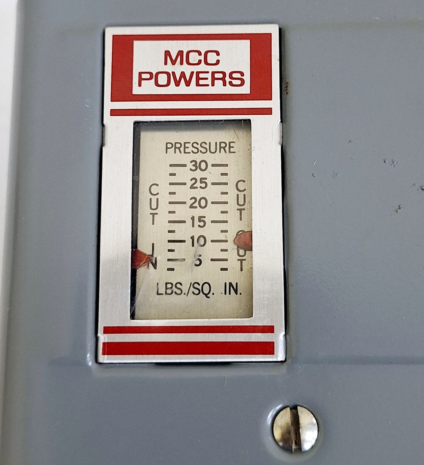 MCC Powers 134-1451 Pressure Electric Switch 3-30PSI