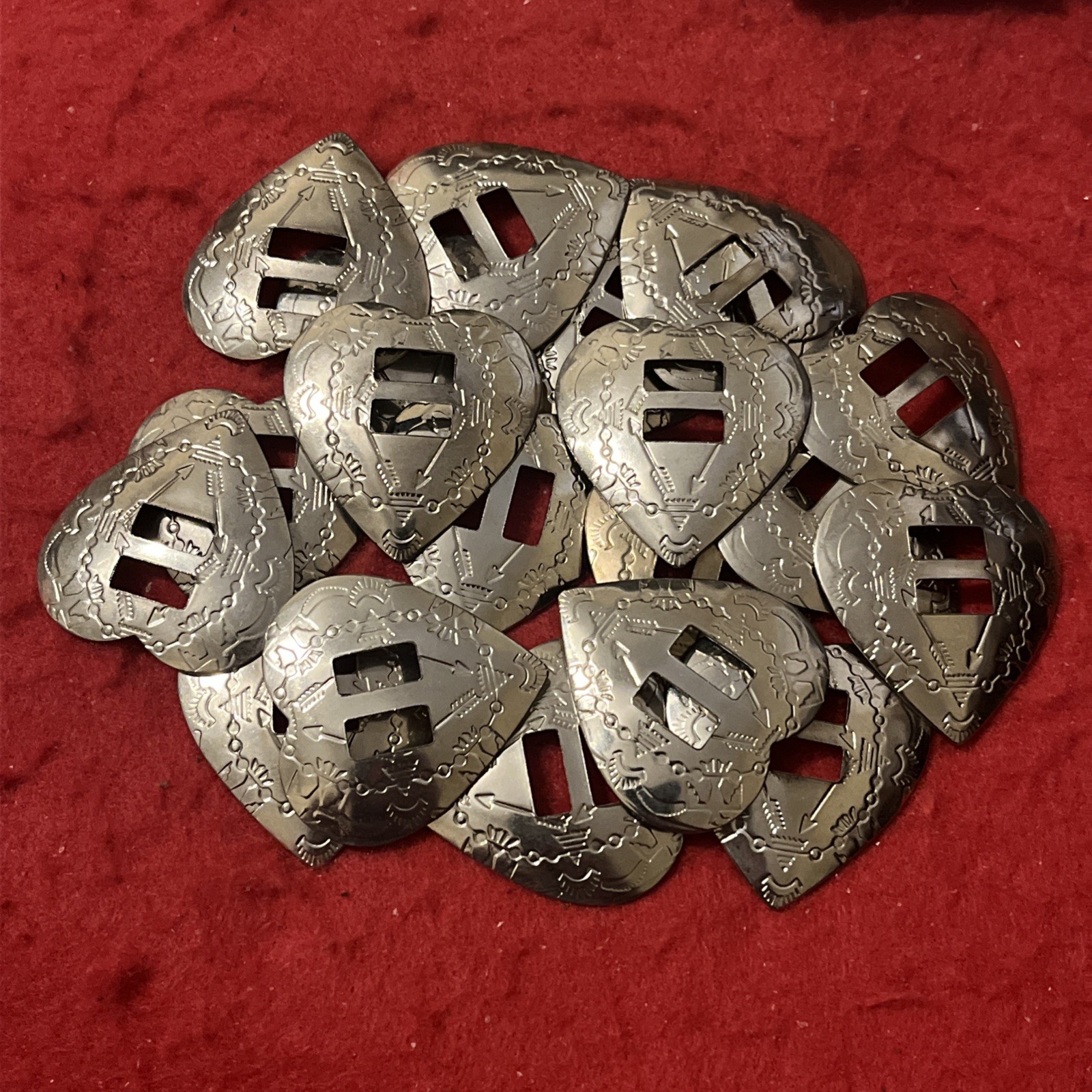 Slotted Heart Concho Lot (20) • NOS • EX Condition * FREE SHIPPING *