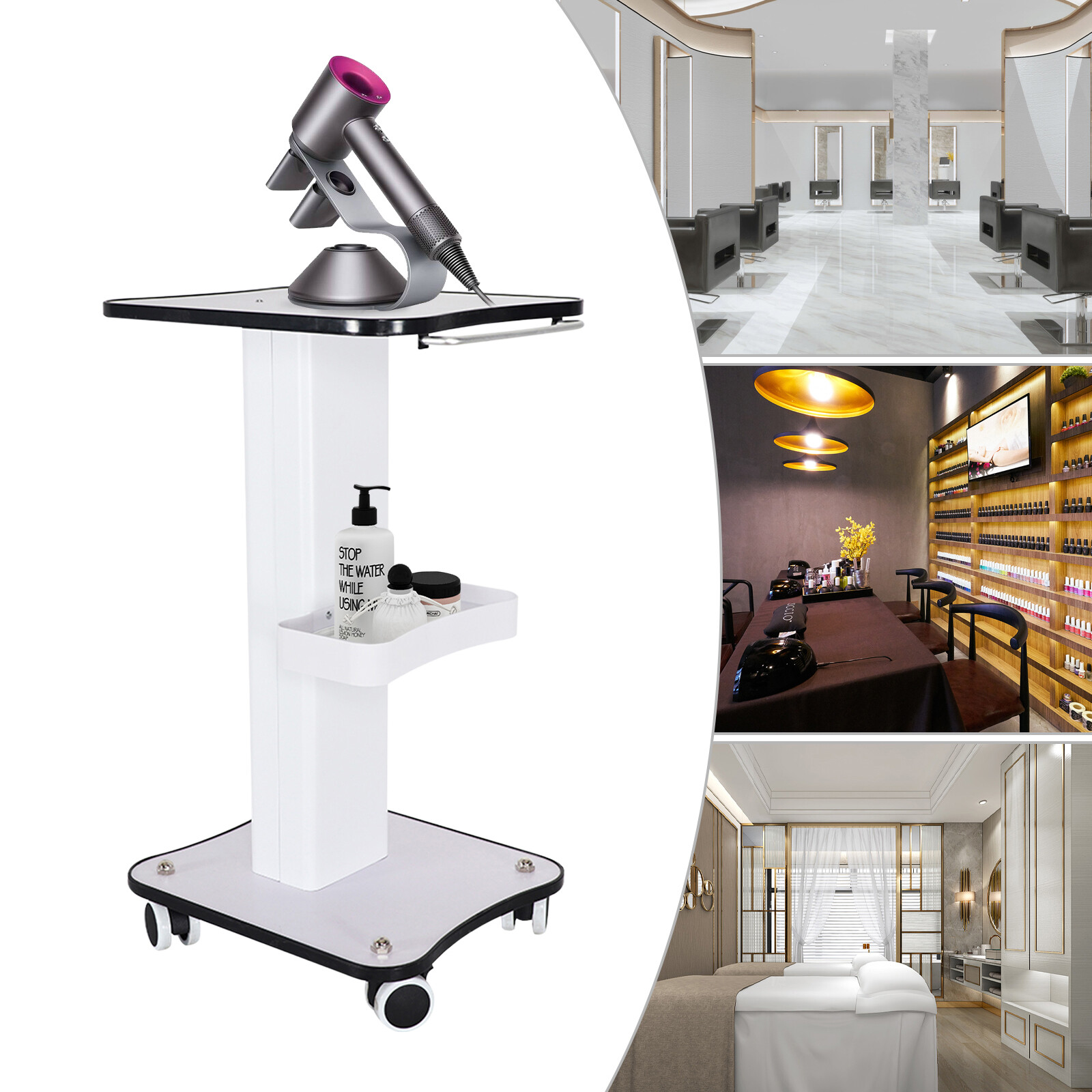 Rolling Trolley Cart SPA Beauty Salon Storage Equipment Machine Stand Organizer