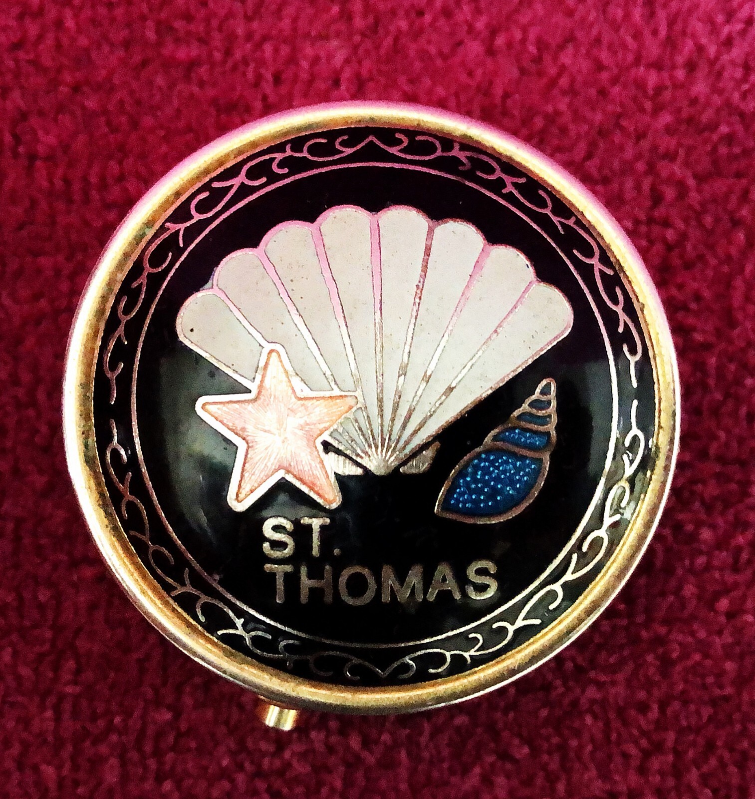 Round Metal Blue Color St Thomas Trinket Box