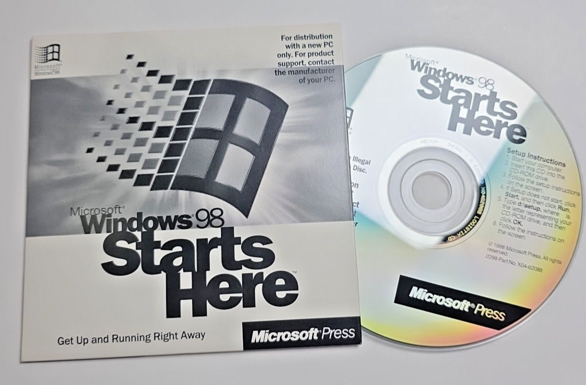 Microsoft Windows 98 Starts Here/Second Edition (Disc Only) PC - no Windows CD