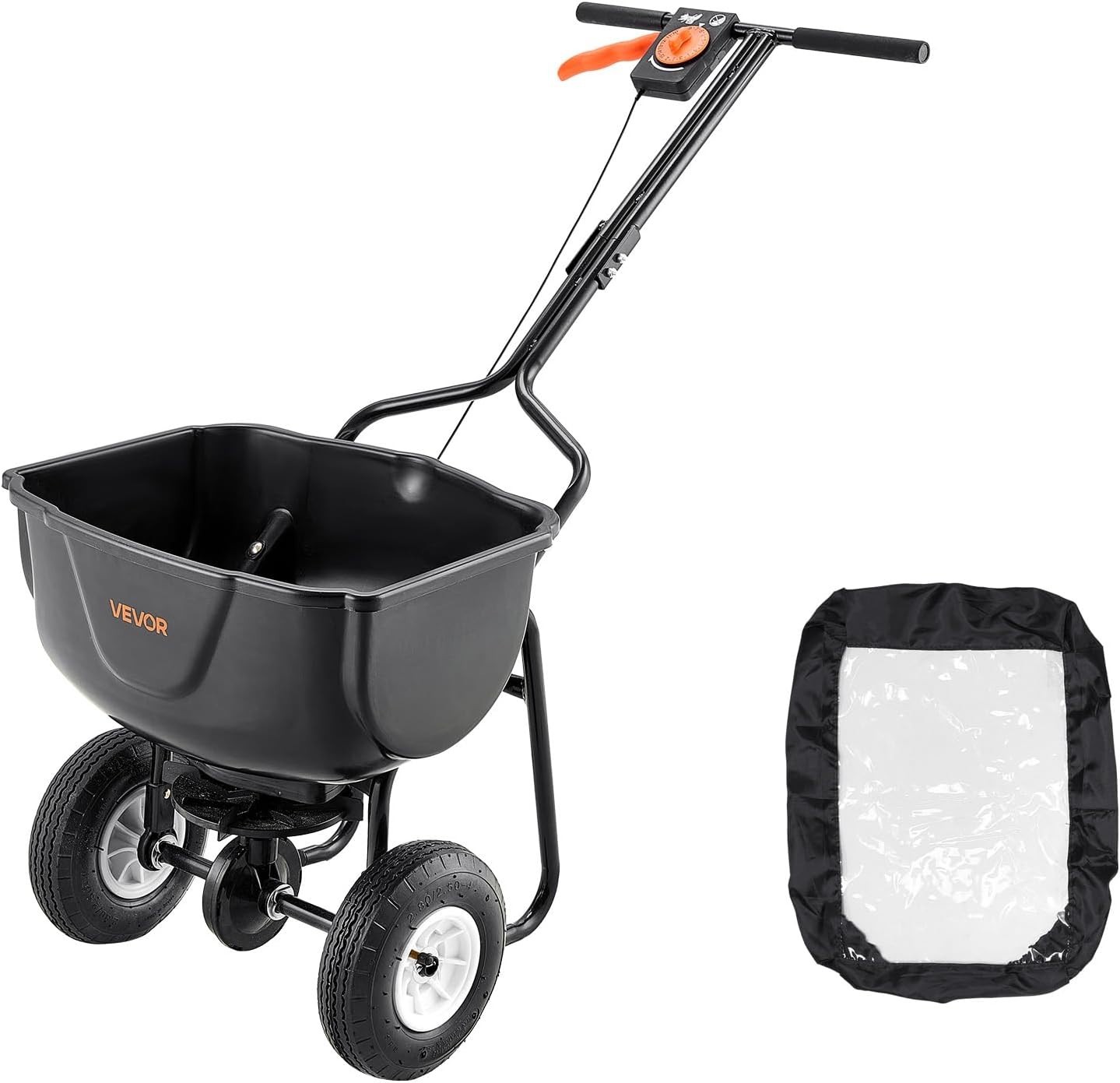 All-Terrain Walk Behind Fertilizer Spreader, 60lb Capacity, Compact Design