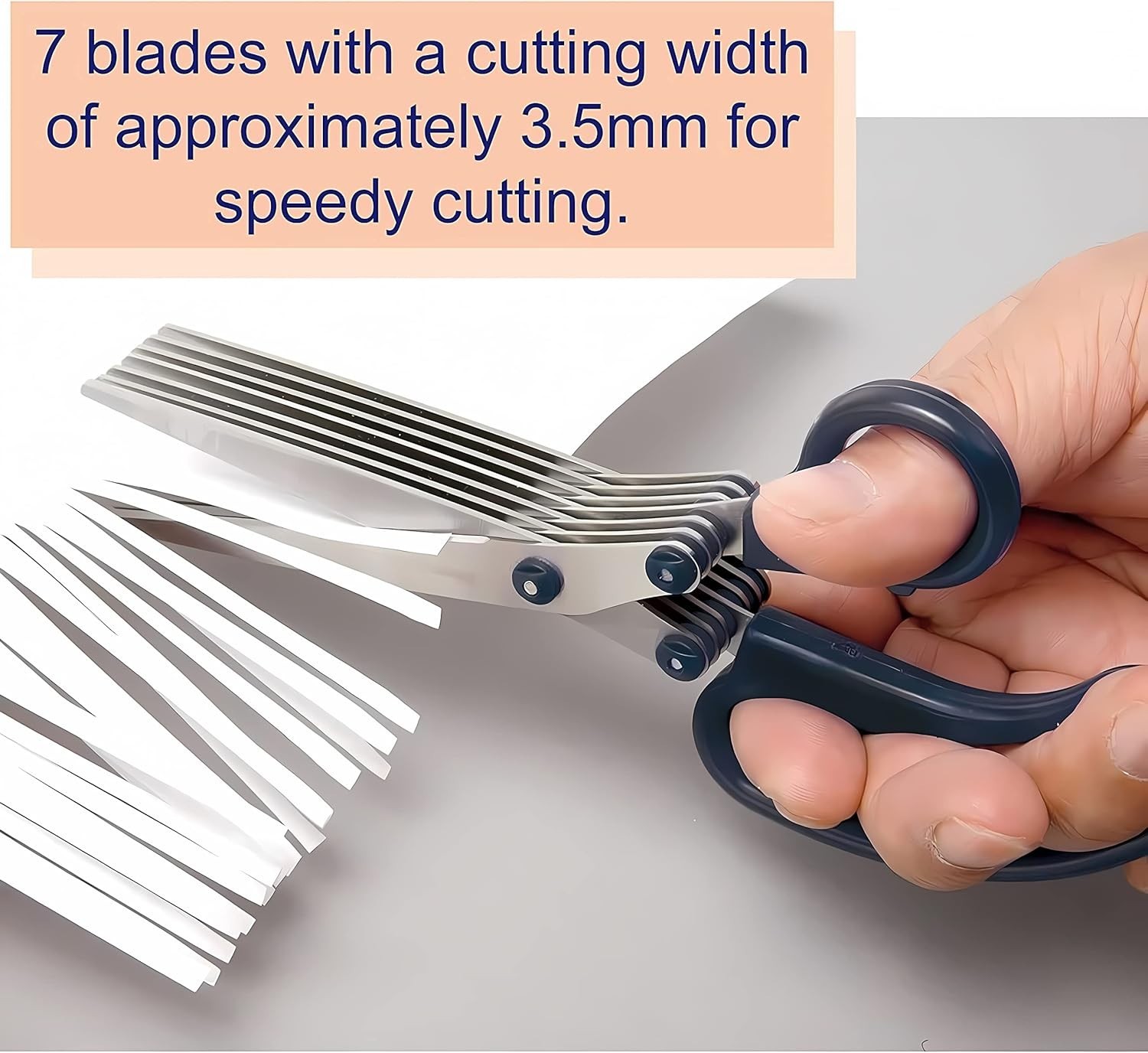 Efficient 7-Blade Shredder Scissors - 7.9” Stainless Steel, Lightweight, Black