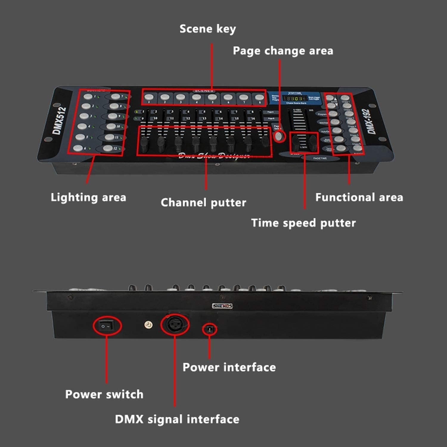 192 DMX DJ Controller - LCD Display DMX Controller for DJ Lights, Pubs, Night...